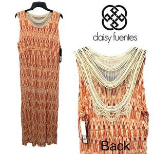 NWT daisy fuentes Tangerine combo maxi With back detail size XL